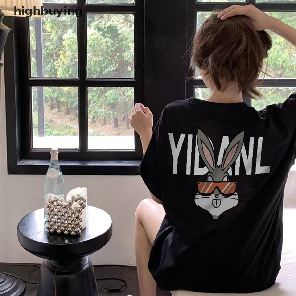 Áo Thun Tay Ngắn Cổ Tròn In Hình Thỏ Belle Hoạt Hình Thời Trang Mùa Hè Cho Nữ