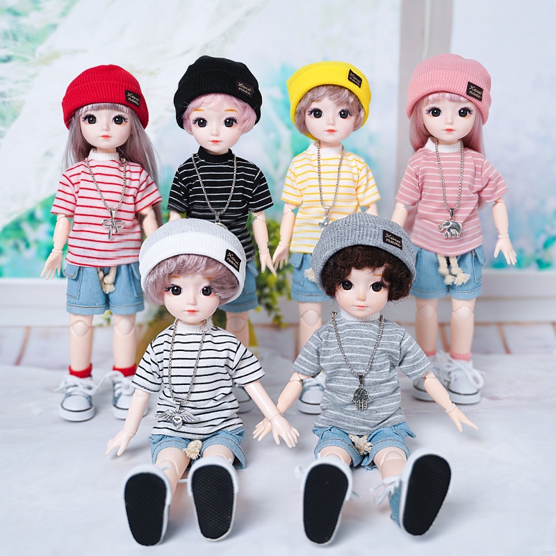 Búp Bê BJD 3D 30cm Mắt Bé Trai Bé Gái Nhiều Khớp Nối Trang Phục DIY