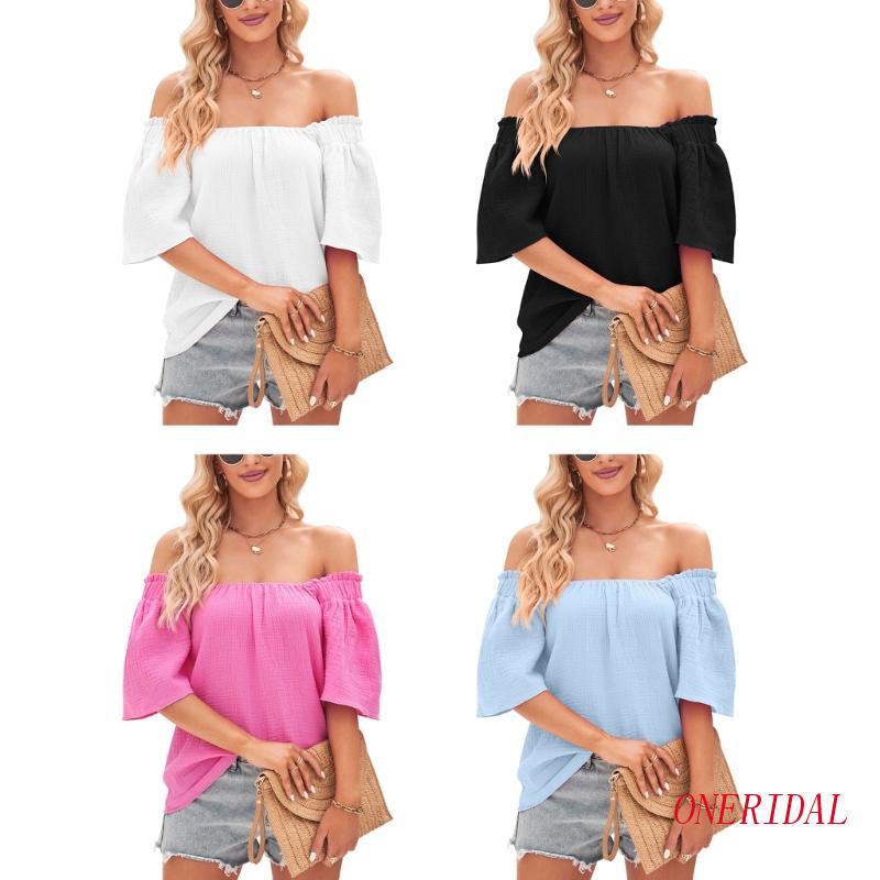 Áo Kiểu Cổ Vuông Tay Lỡ Dáng Rộng Màu Trơn Thời Trang Mùa Hè Dành Cho Nữ