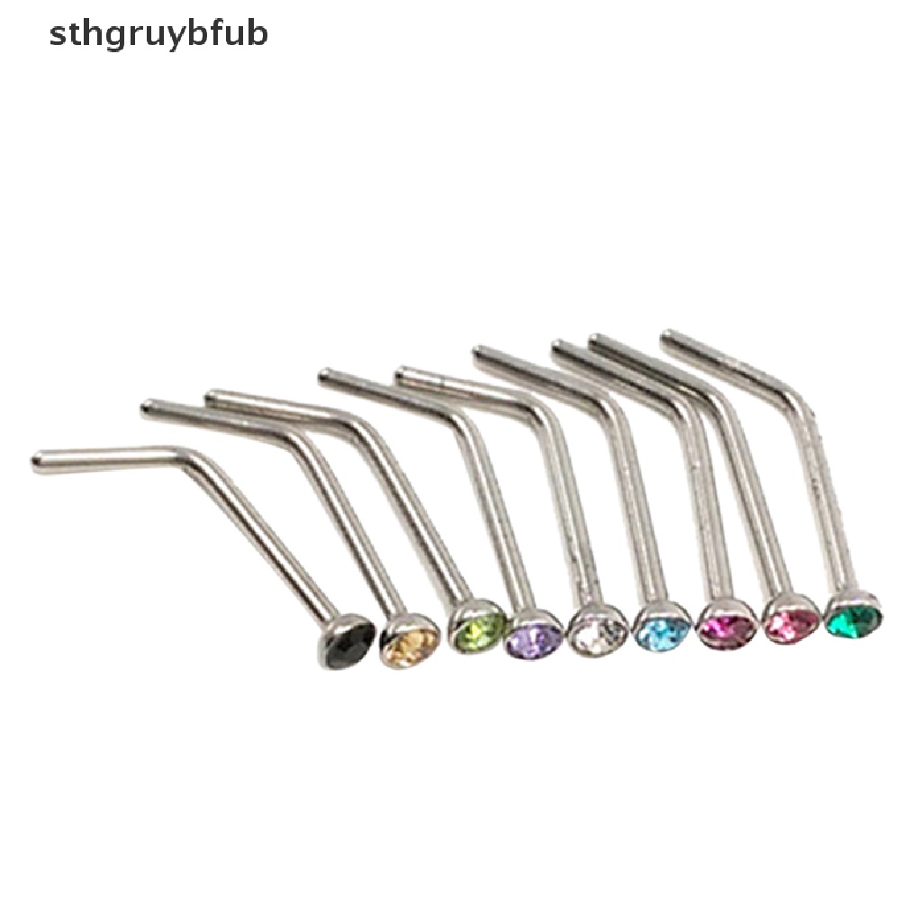 Set 10 Khuyên Mũi Thép Không Gỉ Đính Đá Cá Tính
