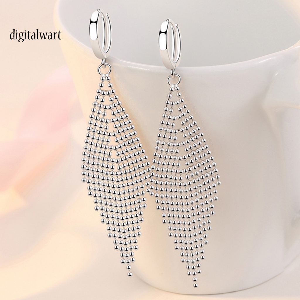 Kỹ Thuật Số| 1 Đôi Bông Tai Dáng Dài Đính Hạt Phối Tua Rua Thời Trang Cho Nữ