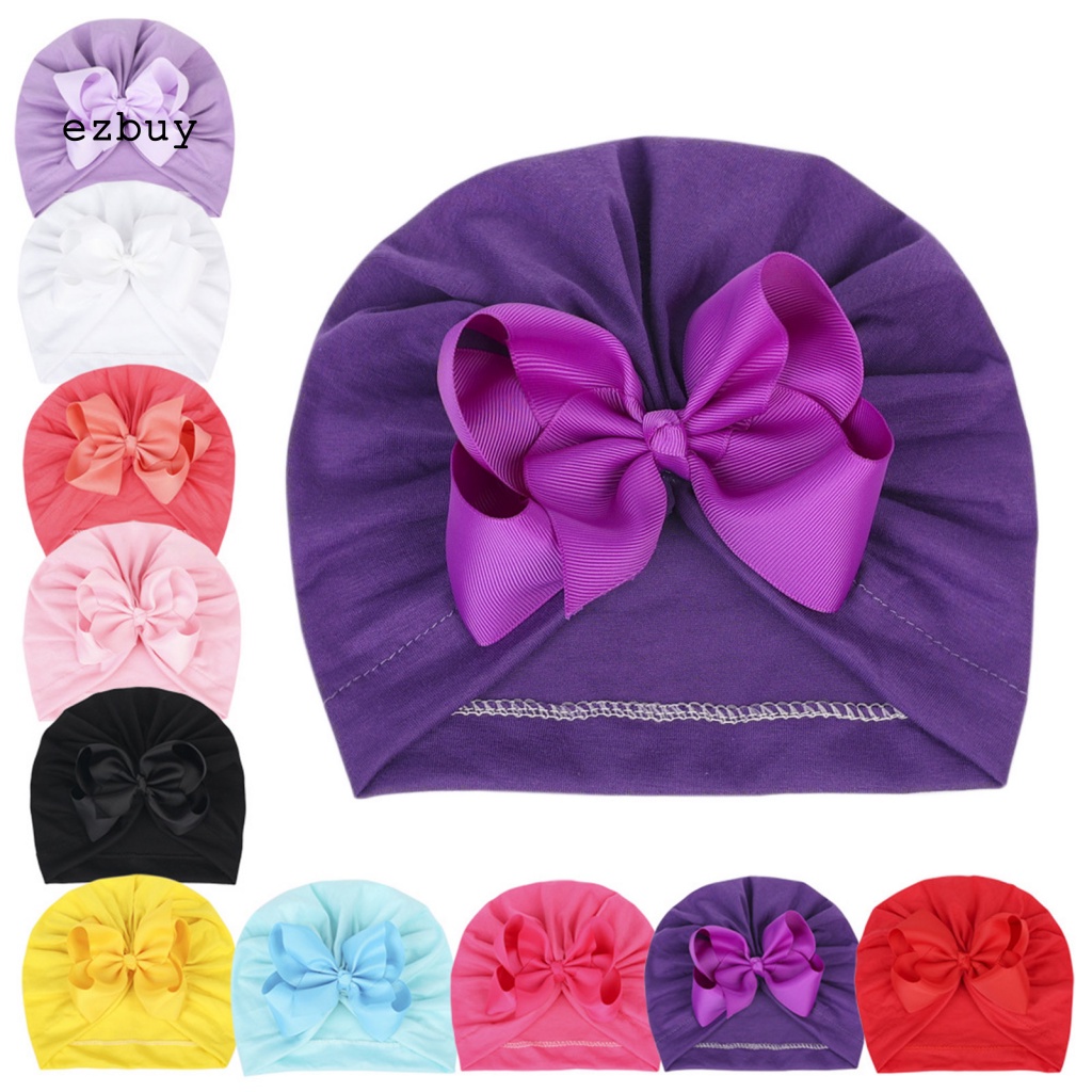 Mũ Trùm Đầu Giữ Ấm Thoáng Khí Bằng Cotton Polyester Đính Nơ Dễ Thương Cho Bé