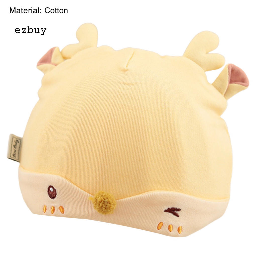 Mũ Trùm Đầu Bằng Vải Cotton Thoải Mái Thiết Kế Tai Hươu Đáng Yêu Dành Cho Bé 0-4 Tháng Tuổi