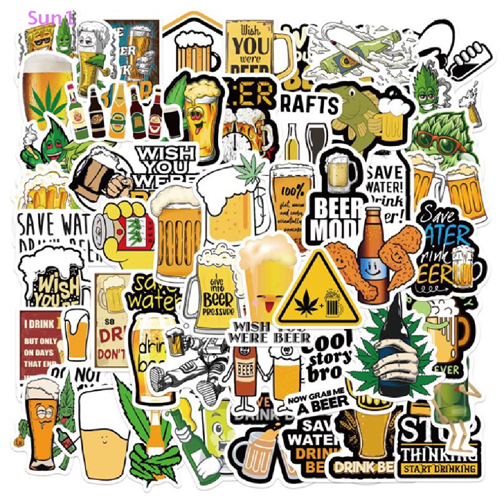 Set 50 Miếng Dán Hình Nhân Vật Vui Nhộn Trang Trí Ván Trượt / Laptop / Guitar