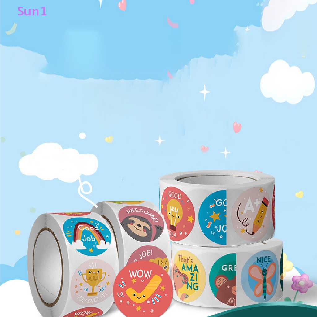 Bộ 500 Miếng Dán Tròn Họa Tiết Hoạt Hình Động Vật Đáng Yêu Cho Bé Sun1 >