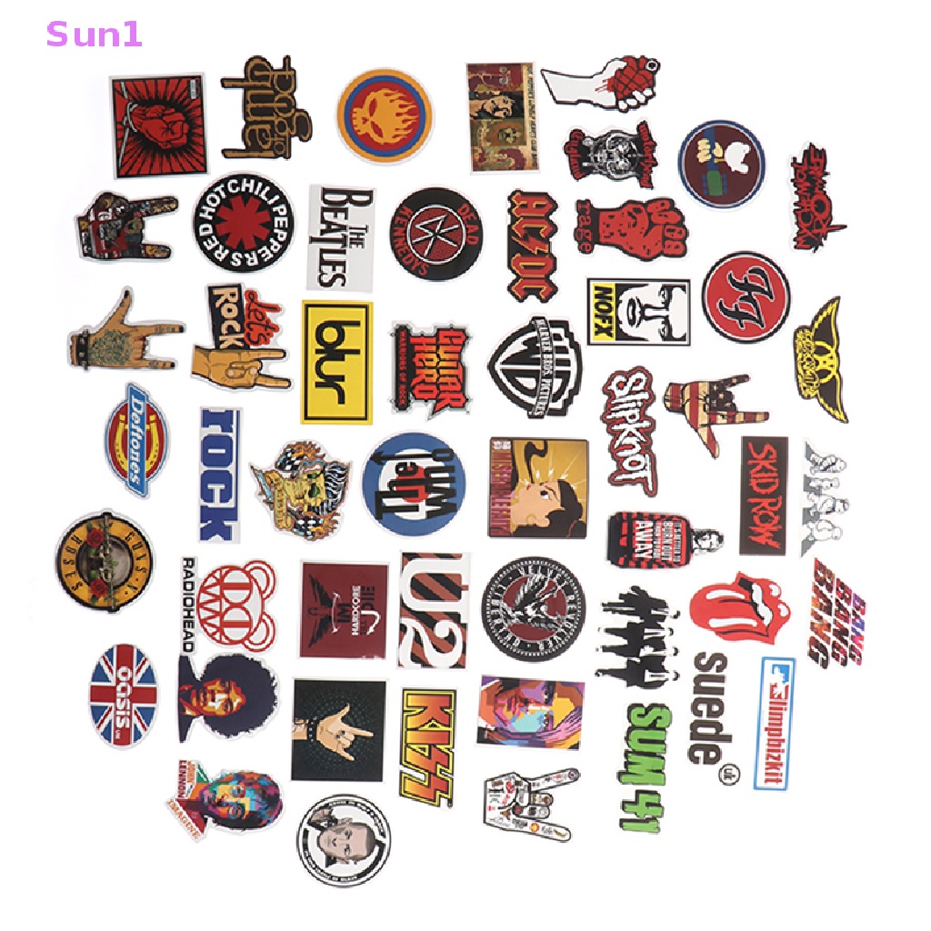 Set 50 Miếng Dán Trang Trí Laptop Ván Trượt Họa Tiết Graffiti Độc Đáo Sun1 >