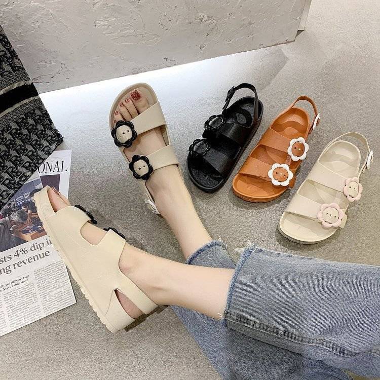 Xăng đan Đi Biển Đế Phẳng 122 Họa Tiết Hoa Trái Tim Phong Cách La Mã Mới Cho Nữ