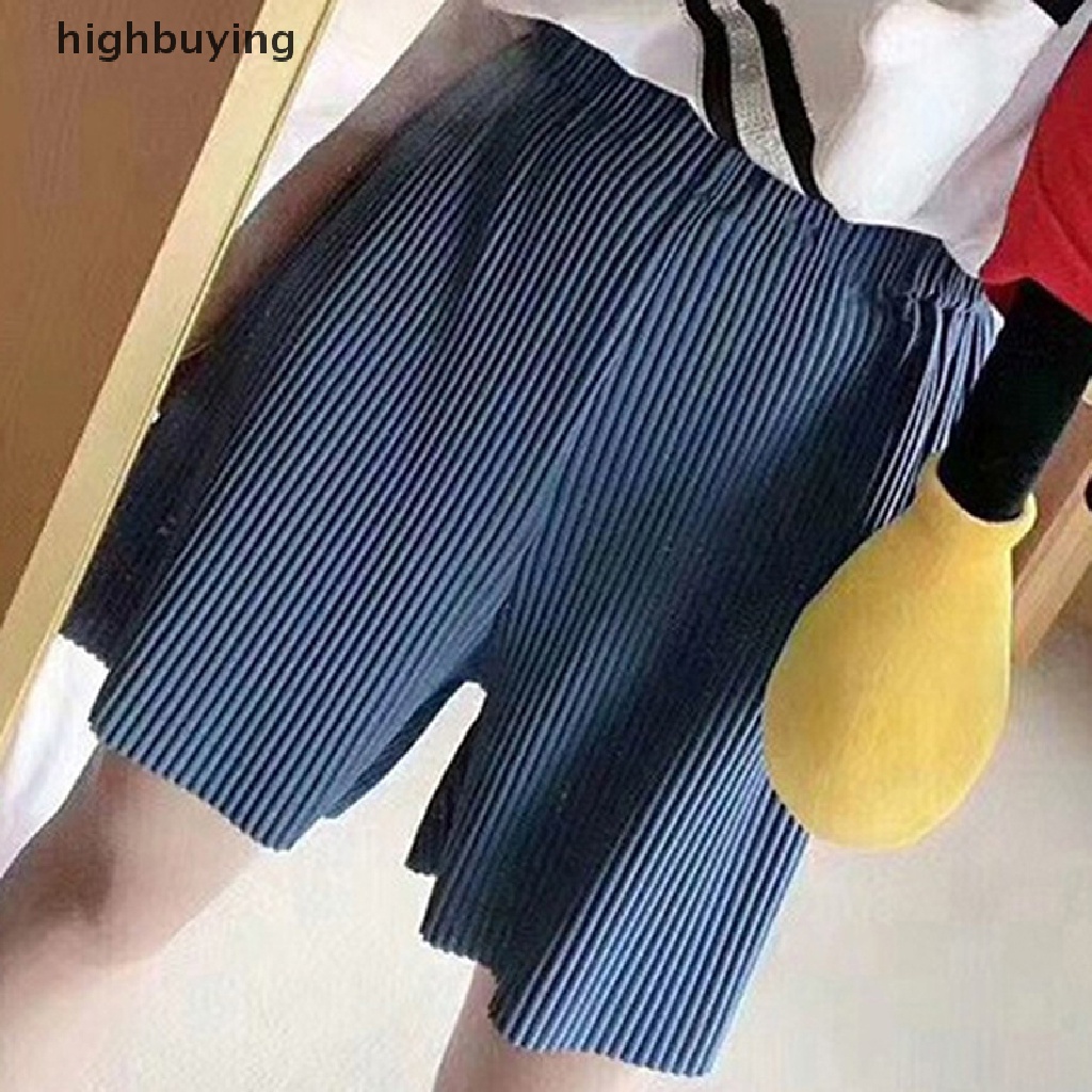 Quần Short Thể Thao Màu Trơn Lưng Cao Dáng Rộng Thời Trang Mùa Hè Cho Nữ