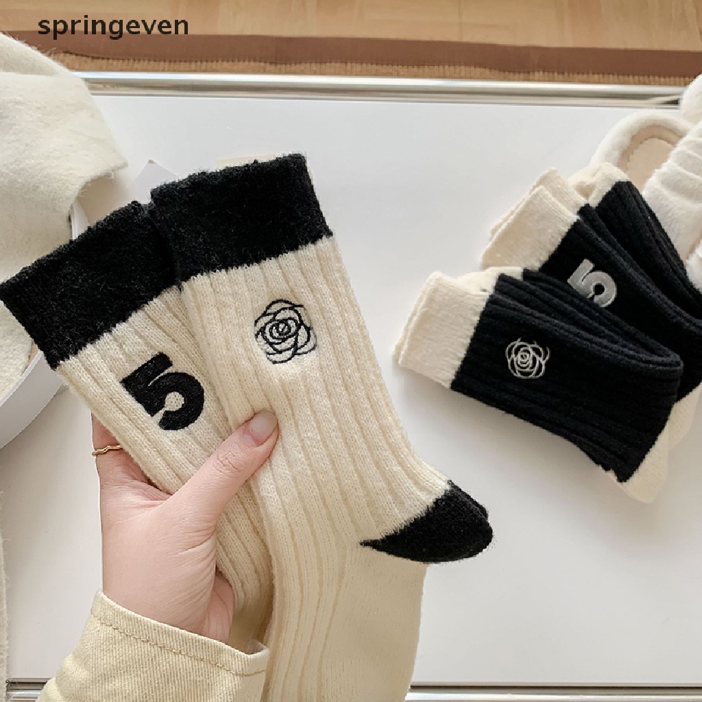 Vớ Len Cashmere Dày Dặn Giữ Ấm Mùa Đông Thêu Họa Tiết Hoa Hồng 5 Bông Thời Trang Nhật Bản Cho Nữ