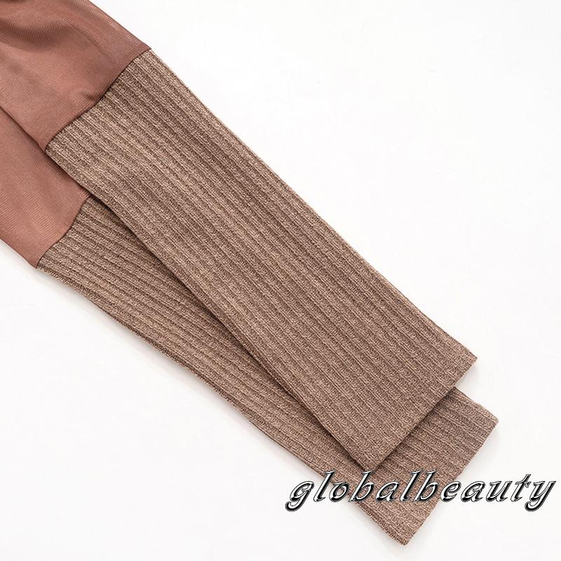 Áo Crop Top Tay Dài Cổ Tròn In Màu Nhuộm Phối Lưới Thời Trang Cho Bạn Gái