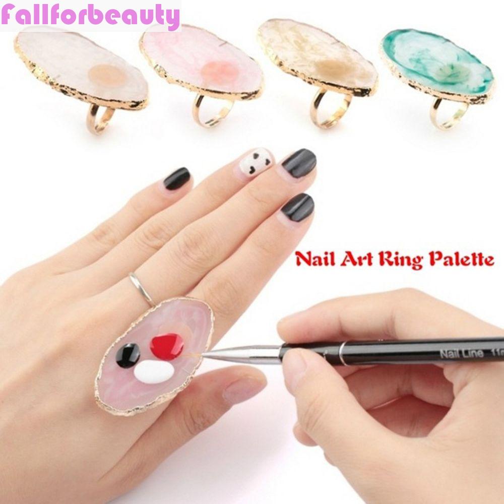 [Hàng mới về] Bảng pha màu sơn móng/ đựng keo nối mi dạng nhẫn đeo ngón tay nhiều màu tùy chọn