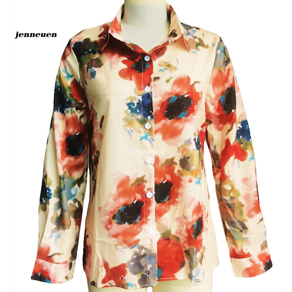 Áo Sơ Mi Tay Dài Cổ Bẻ Cài Nút In Họa Tiết Hoa Nhiều Màu Sắc Ngọt Ngào Thời Trang Xuân Thu Cho Nữ
