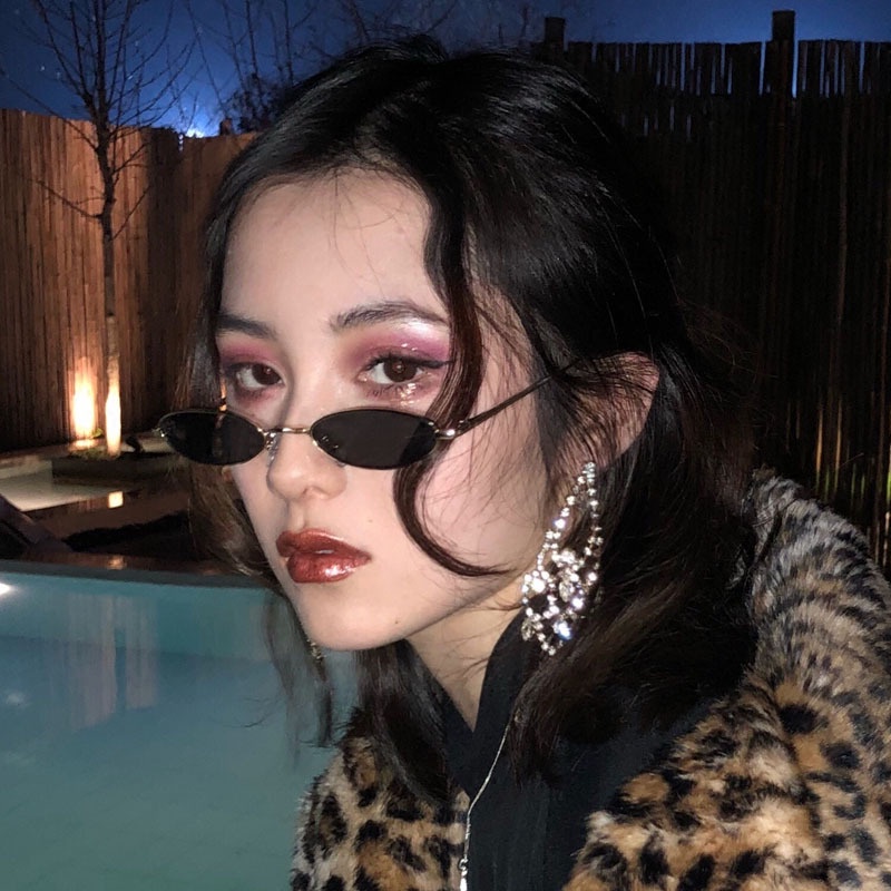 Kính Mát Gọng Oval Kim Loại Chống Tia UV400 Thời Trang Cho Nữ