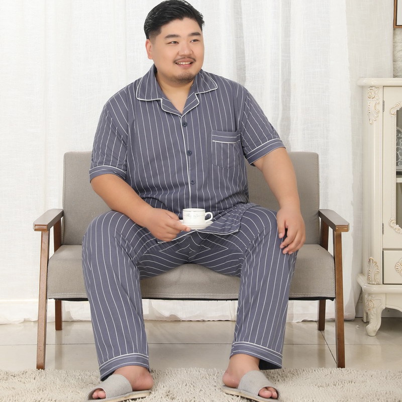 Plus Bộ Đồ Ngủ Dệt Kim Tay Ngắn 65% cotton Thiết Kế Đơn Giản Thời Trang Mùa Hè Cho Nam