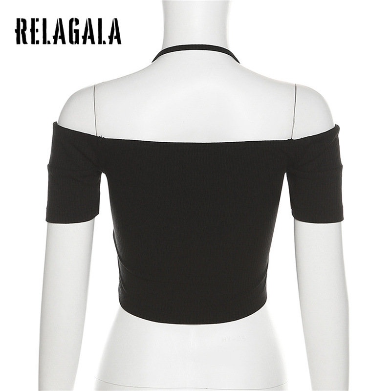 Áo Thun Tay Ngắn Màu Trơn Dáng Ôm Hở Vai Thời Trang 2023 Dành Cho Bạn Nữ