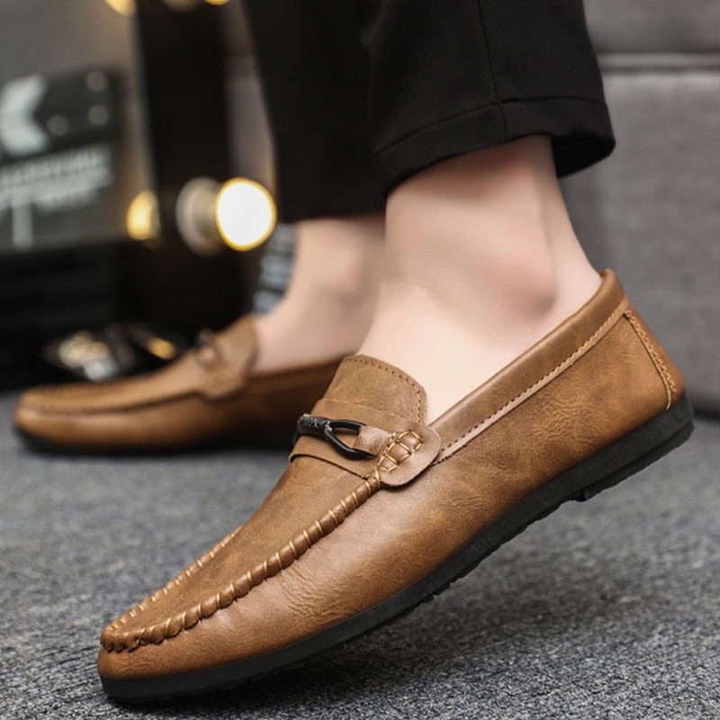 Lavina Carpio Giày Lười Da Đế Mềm Thoáng Khí Phong Cách Hàn Quốc Cho Nam