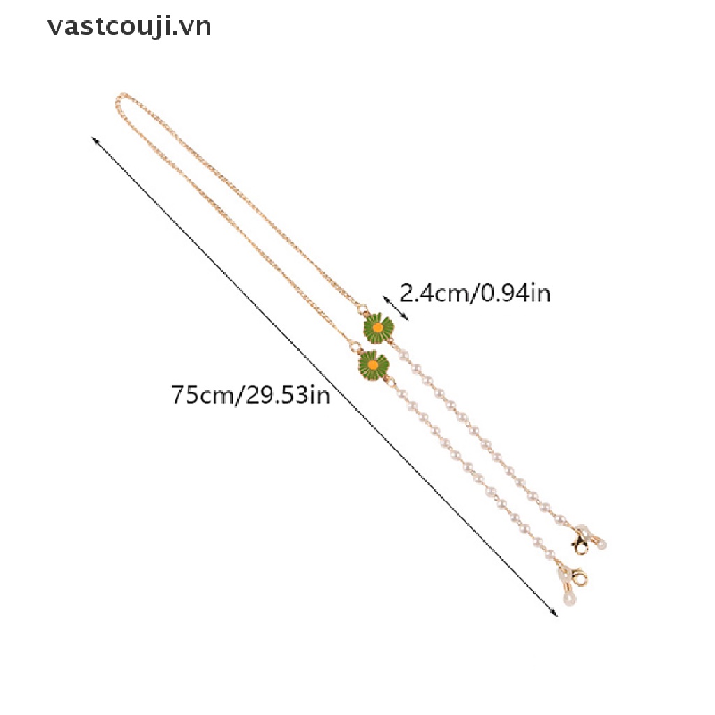 Dây Đeo Mắt Kính Đính Hạt Ngọc Trai Hình Hoa Cúc Xinh Xắn Đa Năng