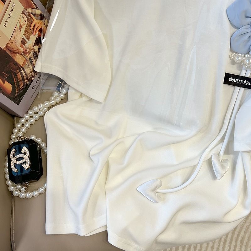 Áo Thun Tay Ngắn Màu Trắng Họa Tiết Hoa Thời Trang Mùa Hè Cho Nữ