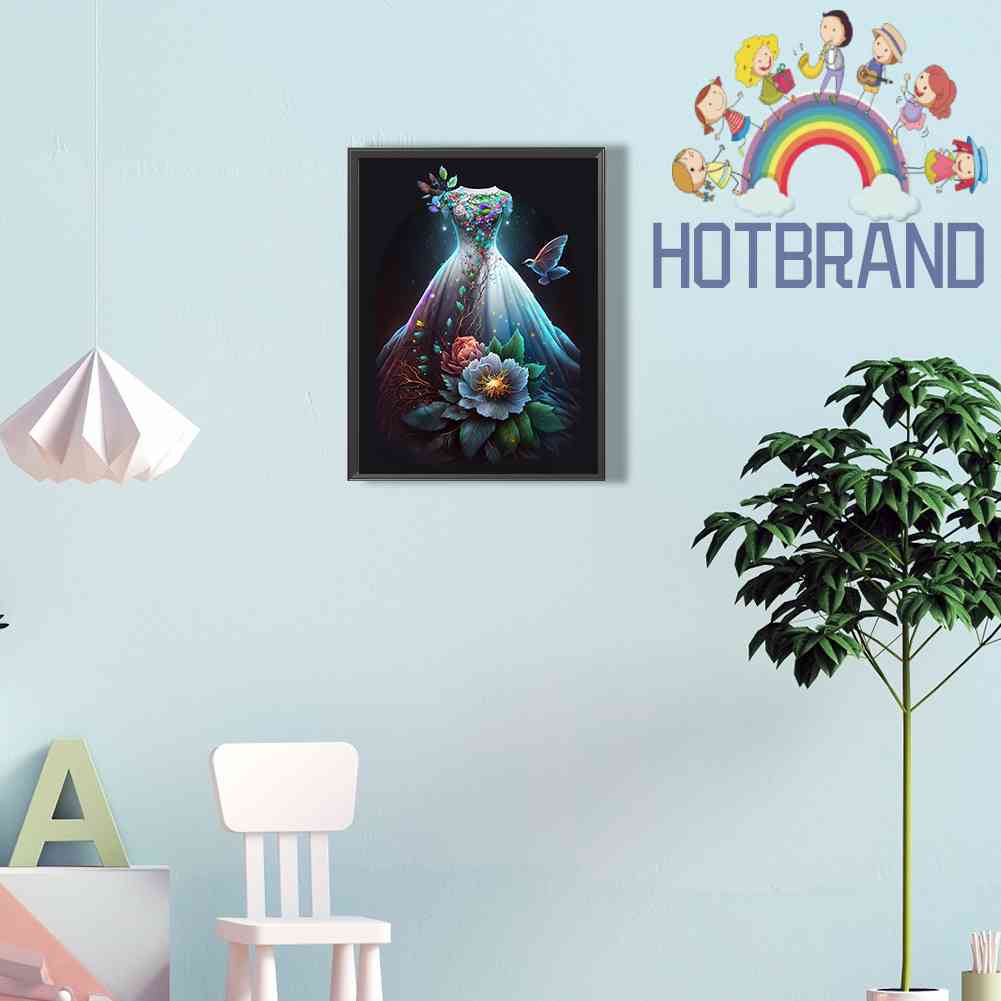 Tranh Đính Đá Kim Cương Toàn Bộ 5D DIY Hình Vẽ Chiếc Váy Cưới Trang Trí Nhà Cửa