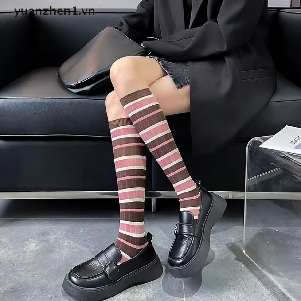 Vớ Dài Qua Gối Mỏng Thoáng Khí Thoải Mái Nhiều Màu Sắc Ngọt Ngào Cho Nữ