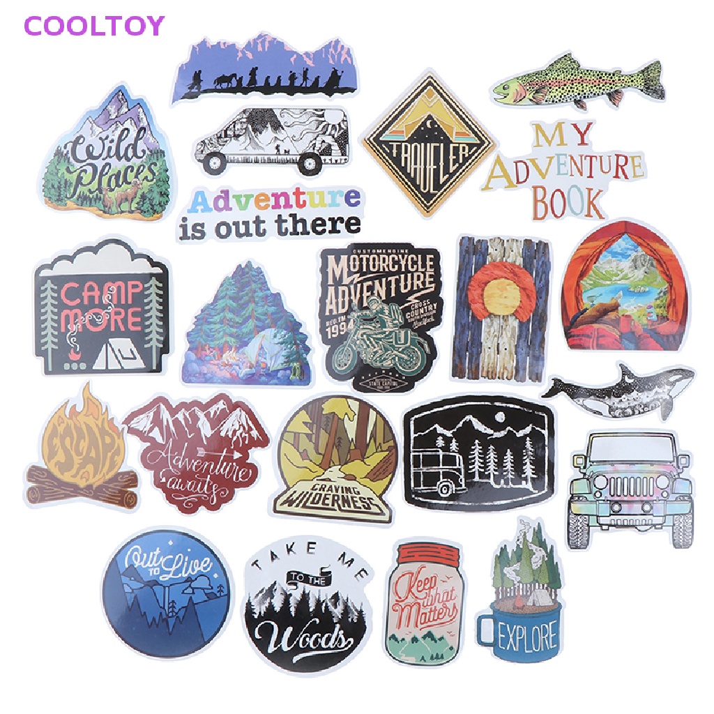 Cooltoy Bộ 65 Miếng Dán PVC Chống Thấm Nước Hình Phong Cảnh Du Lịch Leo Núi