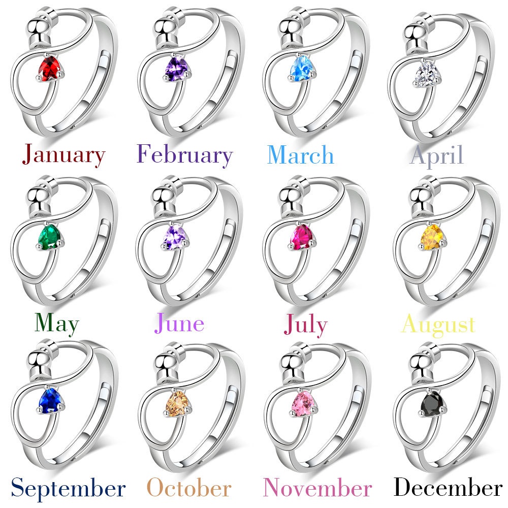 Nhẫn Đính Đá Zircon Hình Trái Tim Đơn Giản Thời Trang Có Thể Điều Chỉnh Kích Cỡ 12 Mẫu Cho Nữ