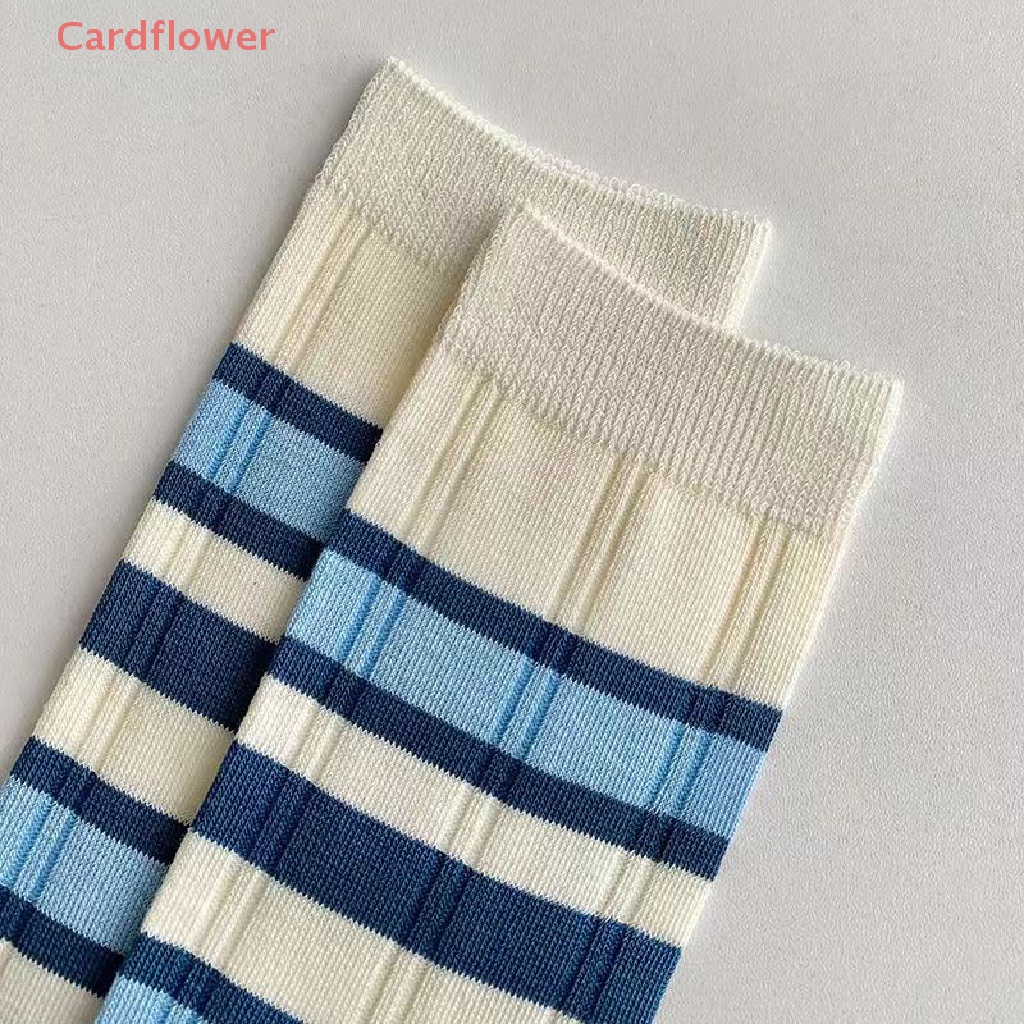 &lt; Cardflower &gt; Vớ Dài Qua Gối Mỏng Kẻ Sọc Nhiều Màu Sắc Thoải Mái Thoáng Khí Thoải Mái Mùa Hè Cho Nữ Sinh / Tiệc Sinh Viên / Tiệc Tùng Mới