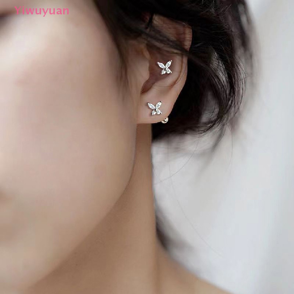 1 Đôi Khuyên Tai Hình Bướm Đính Đá Zircon Thời Trang Mới