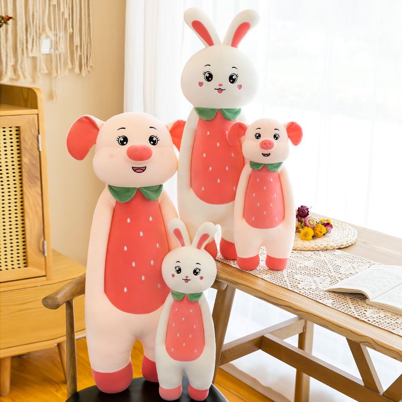 Gối Ôm Hình Chú Heo / Thỏ / Dâu Tây Bằng Nhung Dễ Thương Xinh Xắn