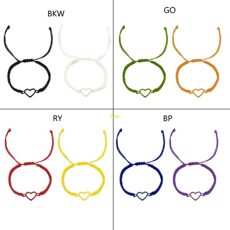 Vòng Tay Dây Bện Mặt Hình Trái Tim Có Thể Điều Chỉnh Cho Nữ