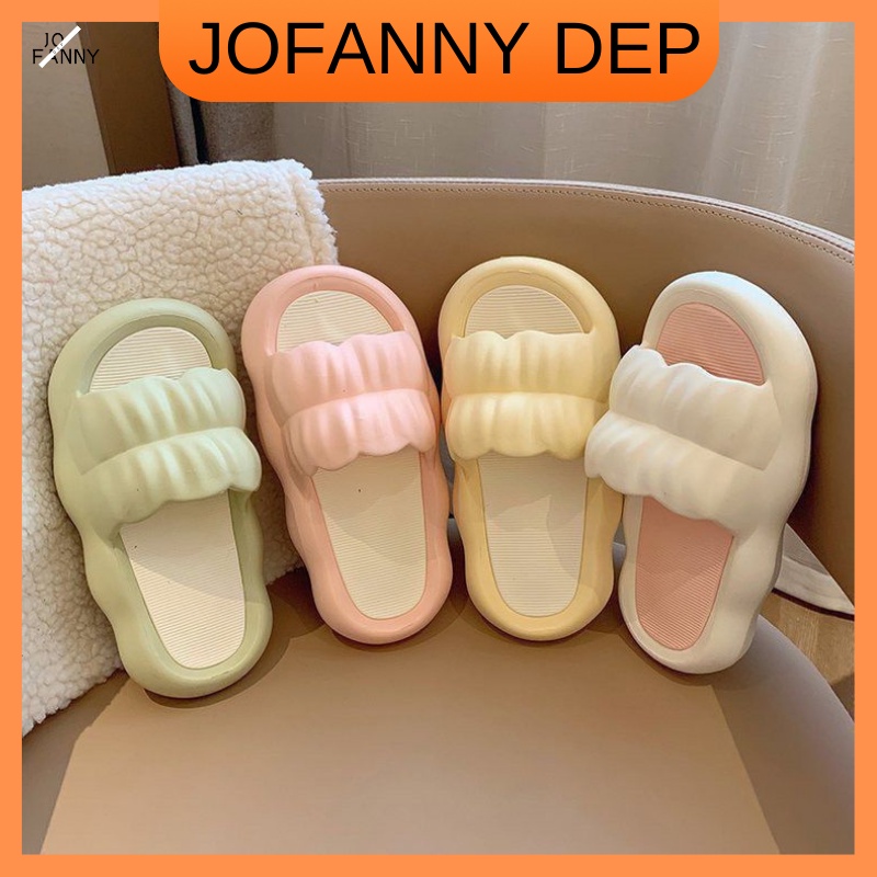 JOFANNY dép nam nữ cánh hoa chống trượt quai ngang bánh mì nữ bốn màu tùy chọn đế cao 3cm