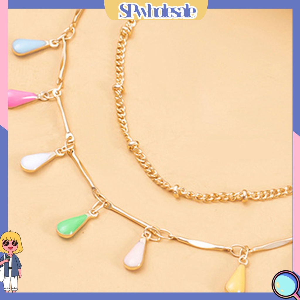 <SPwholesale> Set 2 Vòng cổ Hình Giọt Nước Nhiều Màu Sắc Giàu Có Kẹp Hình Dạng Tôm Hùm Trang Trí Di Động Dễ Phối Đồ Cho Nữ