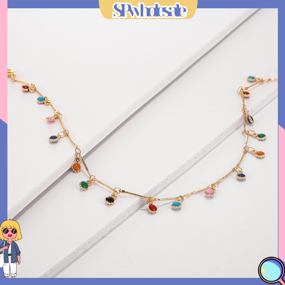 &lt;SPwholesale&gt; Vòng cổ Chuỗi Hạt Màu Cầu Vồng Tua Rua Thời Trang Cho Nữ