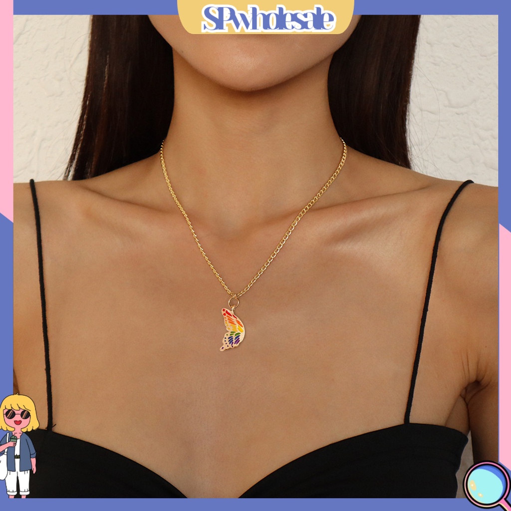 &lt;SPwholesale&gt; Set 2 Vòng cổ Mặt Hình Bướm Bằng Thép Không Gỉ Dễ Điều Chỉnh Cho Cặp Đôi