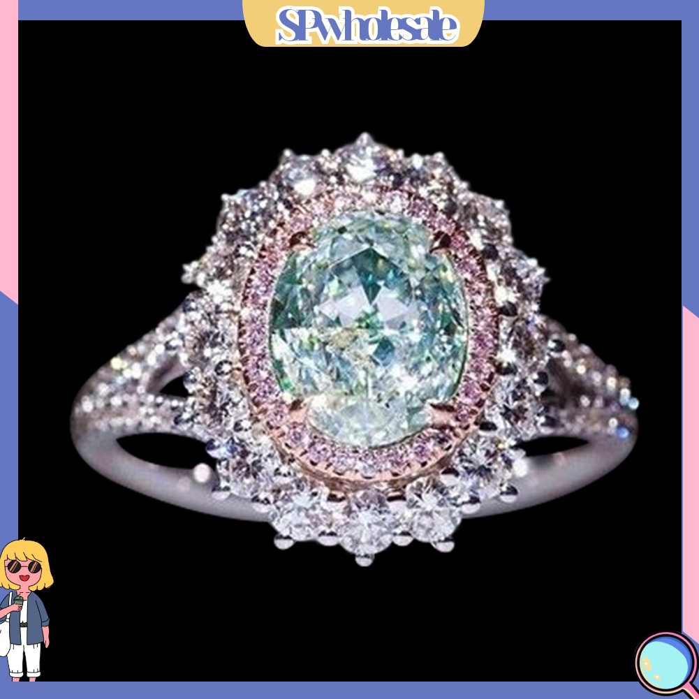 <SPwholesale> Nhẫn Cưới Đính Đá Topaz Lớn Lấp Lánh Cho Nữ