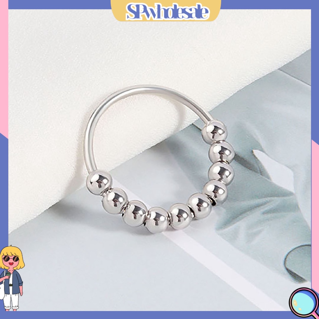 <SPwholesale> Nhẫn Hợp Kim Xoay Tròn Màu Trơn Giảm Căng Thẳng Cá Tính Unisex