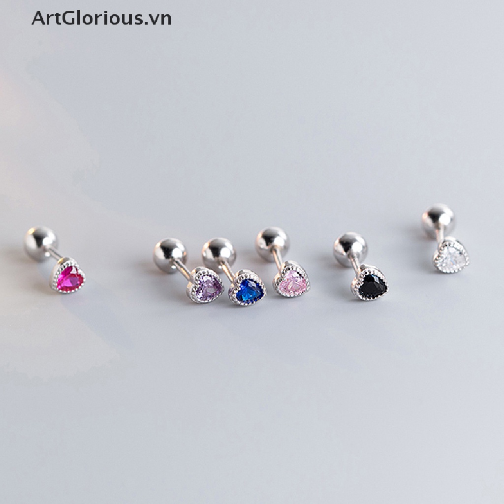 1 Đôi Bông Tai Đính Đá Zircon Hình Trái Tim Thời Trang Dành Cho Nữ