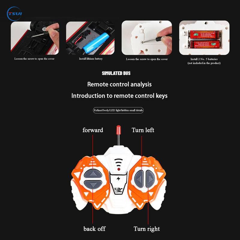 Xe Buýt Điều Khiển Từ Xa 4 Kênh Có Đèn LED Và Nhạc Giáo Dục Sớm Cho Bé