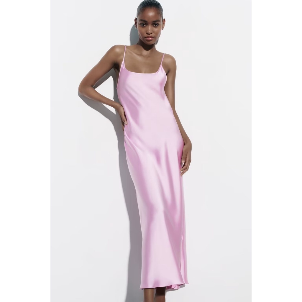 Đầm Hở Lưng Chất Liệu Satin Thời Trang Mùa Hè ZARA 7102345