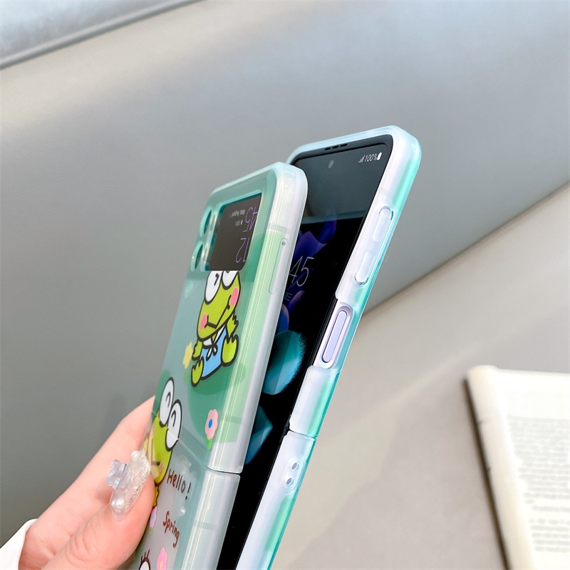 Ốp Điện Thoại PC Cứng Hoạt Hình Kero Kero Keroppi Cho Samsung Galaxy Z Flip 3 Z Flip 4 W23 ZFlip3 ZFlip4