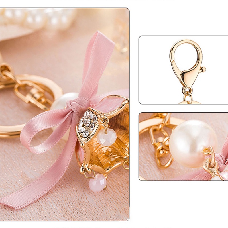 Móc Khóa Hình Nơ Thắt Ruy Băng Màu Hồng Bằng Hợp Kim Thời Trang Cho Nữ