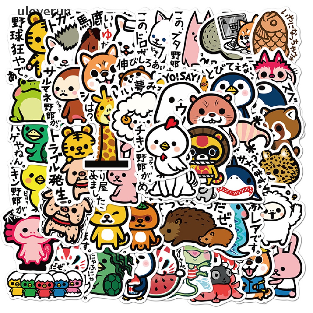 Bộ 50 Miếng Dán Trang Trí Ván Trượt / Điện Thoại Họa Tiết Hoạt Hình Kiểu Hàn Quốc DIY