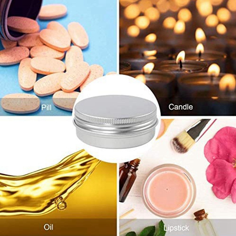 Set 48 Hộp Thiếc Nhôm Bạc 1 Oz Kèm Nắp Vít Chuyên Dụng