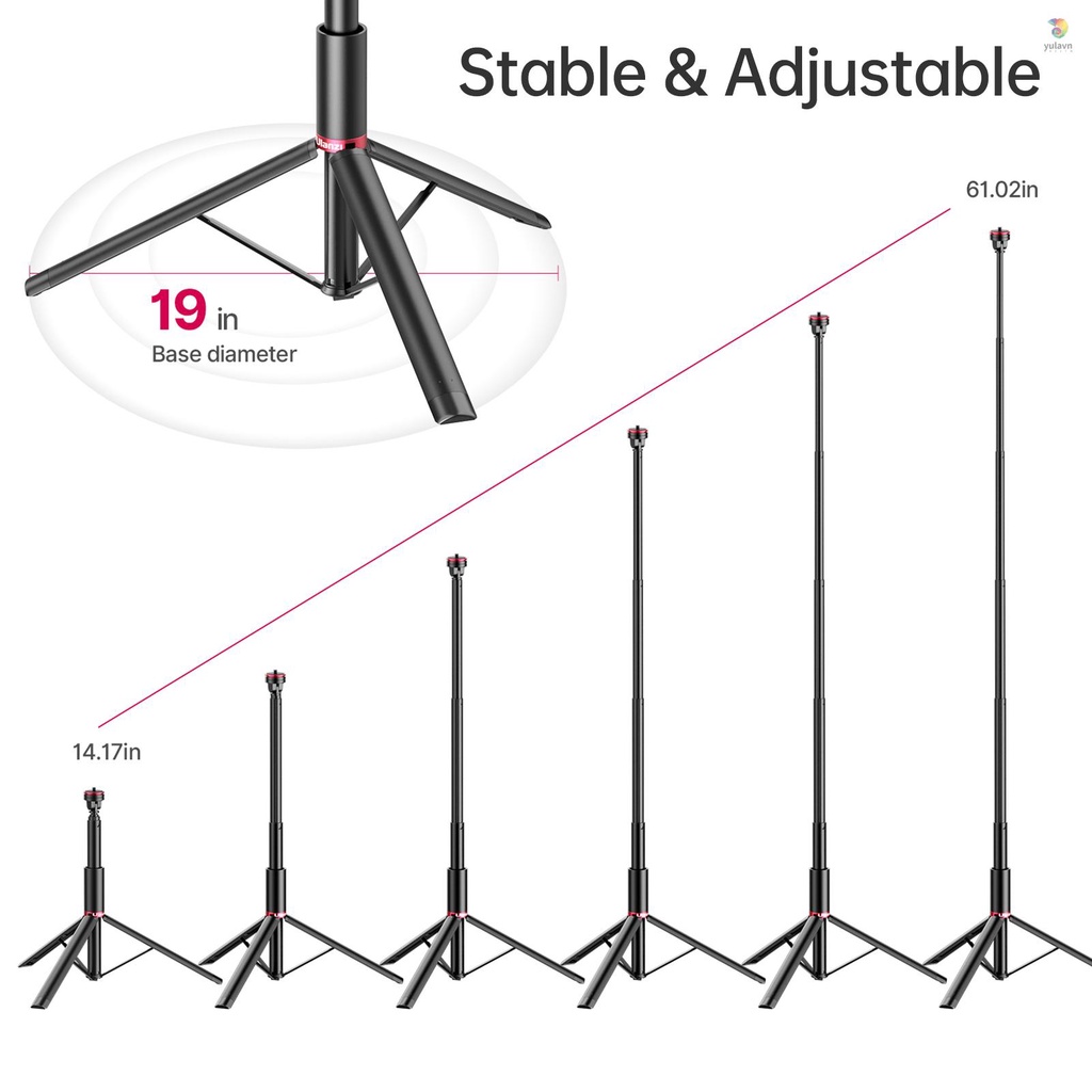 Gậy Tự Sướng Ulanzi MT-54 155cm / 61.02in 1kg-1.5kg Có Thể Điều Chỉnh Độ Sáng Kèm Giá Đỡ Điện Thoại Tiện Dụng