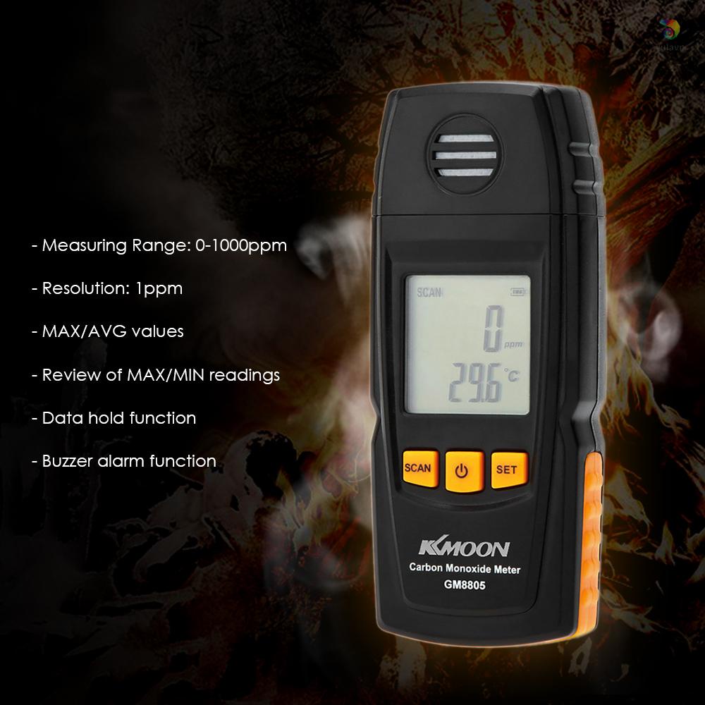 Thiết Bị Đo Nồng Độ Khí Gas KKmoon 0-1000ppm GM8805 Bằng Carbon Monoxide Cầm Tay Độ Chính Xác Cao