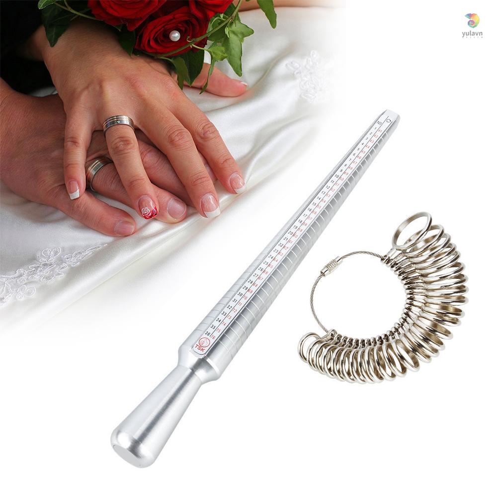 Bộ Dụng Cụ Đo Kích Thước Nhẫn Đeo Ngón Tay Bằng Kim Loại Màu Bạc 1-13 27 Mẫu