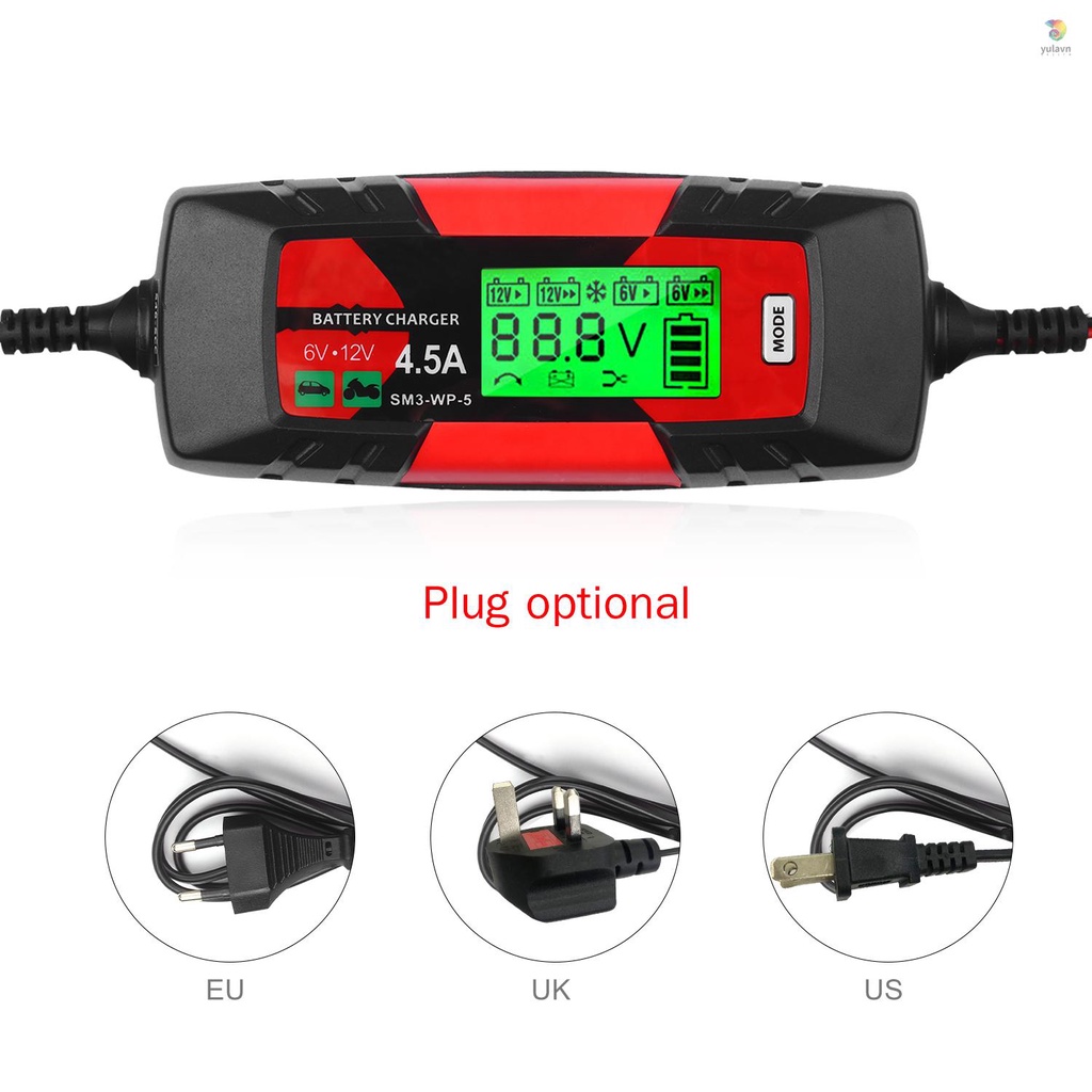 Thiết Bị Sạc Pin Tự Động Thông Minh 6V / 12V 4Amp Màn Hình LCD Cho Xe Hơi / Tàu Thuyền