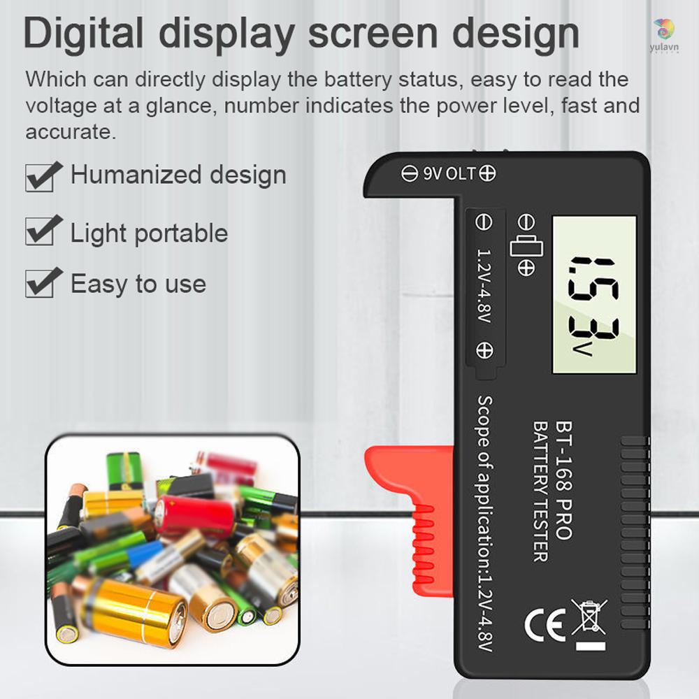 Thiết Bị Kiểm Tra Mức Pin 168 PRO Hiển Thị Kỹ Thuật Số 168 PRO Chuyên Dụng Cho 9V 1.