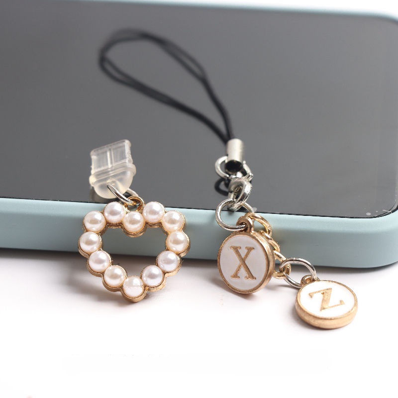 Nút Chống Bụi Cổng Sạc Điện Thoại Di Động diy Đính Hạt Ngọc Trai Hình Trái Tim Có Thể Tùy Chỉnh Chống Bụi