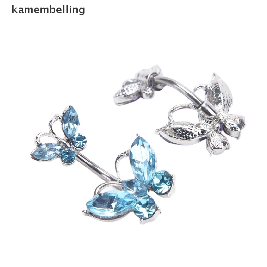 Kamembelling Khuyên Rốn Hình Bướm Đính Đá Zircon Quyến Rũ